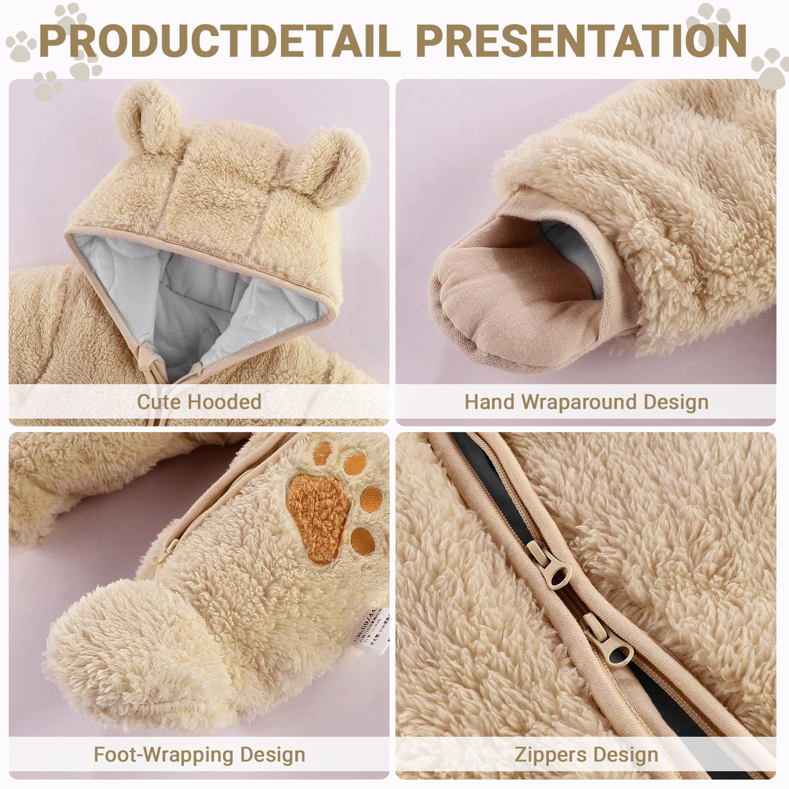 Baby Schneeanzüge Winter Overall mit Kapuze Fleece Strampler Mädchen Jungen Warm Outfits- Gr. 0-3 Monate (59 cm), Gelb