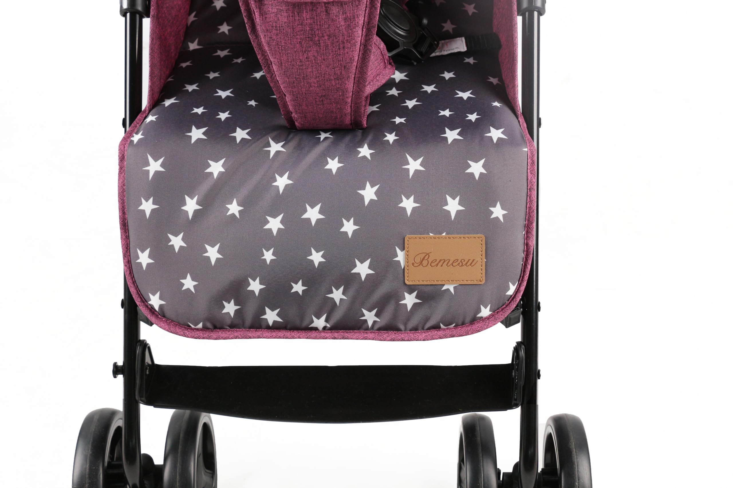 Bemesu Reisebuggy Kompaktkinderwagen mit 360°-Schwenkrädern, Kinderwagen mit 5-Punkt-Gurt, Kinderwagen 360° verstellbare Fahrtrichtung, Kinderbuggy klappbar bis 15kg, 0–3 Jahre, Lila