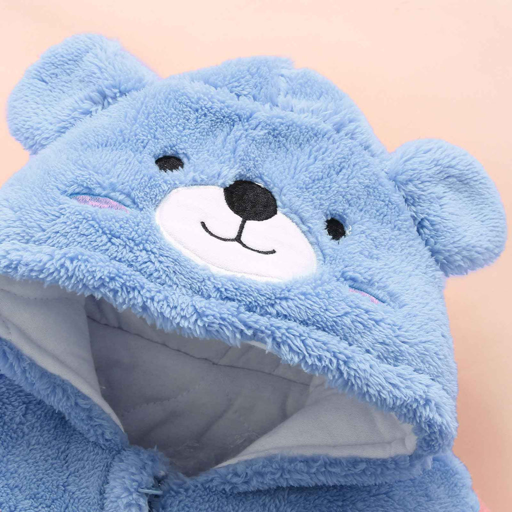 Baby Winter Schneeanzug Baby Strampler, Junge und Mädchen Einteiliger Anzug mit Kapuze, Kleinkind Oberbekleidung Schneeanzug Set Dick und Warm,Blau 3-6 Monate