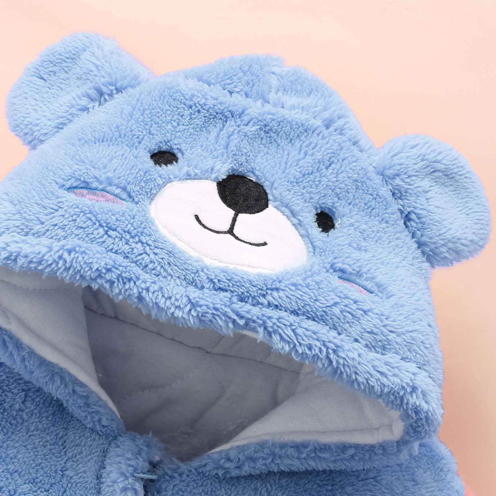 Baby Winter Schneeanzug Baby Strampler, Junge und Mädchen Einteiliger Anzug mit Kapuze, Kleinkind Oberbekleidung Schneeanzug Set Dick und Warm,Blau 3-6 Monate