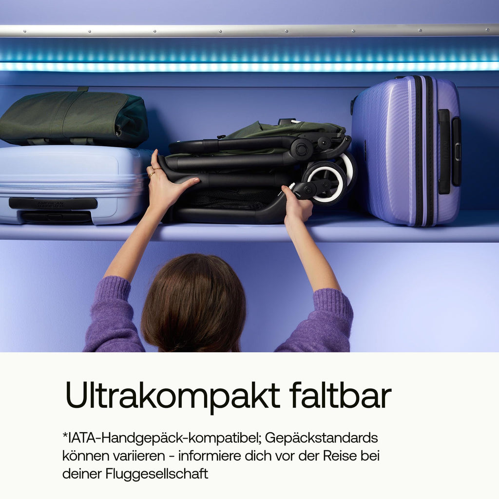 Bugaboo Butterfly ultrakompakter Reise-Kinderwagen, klein & leicht, einhändig faltbar und einfach zu lenken, ergonomischer City-Buggy für Babys ab 6 Monaten, mit viel Stauraum, Forest Green