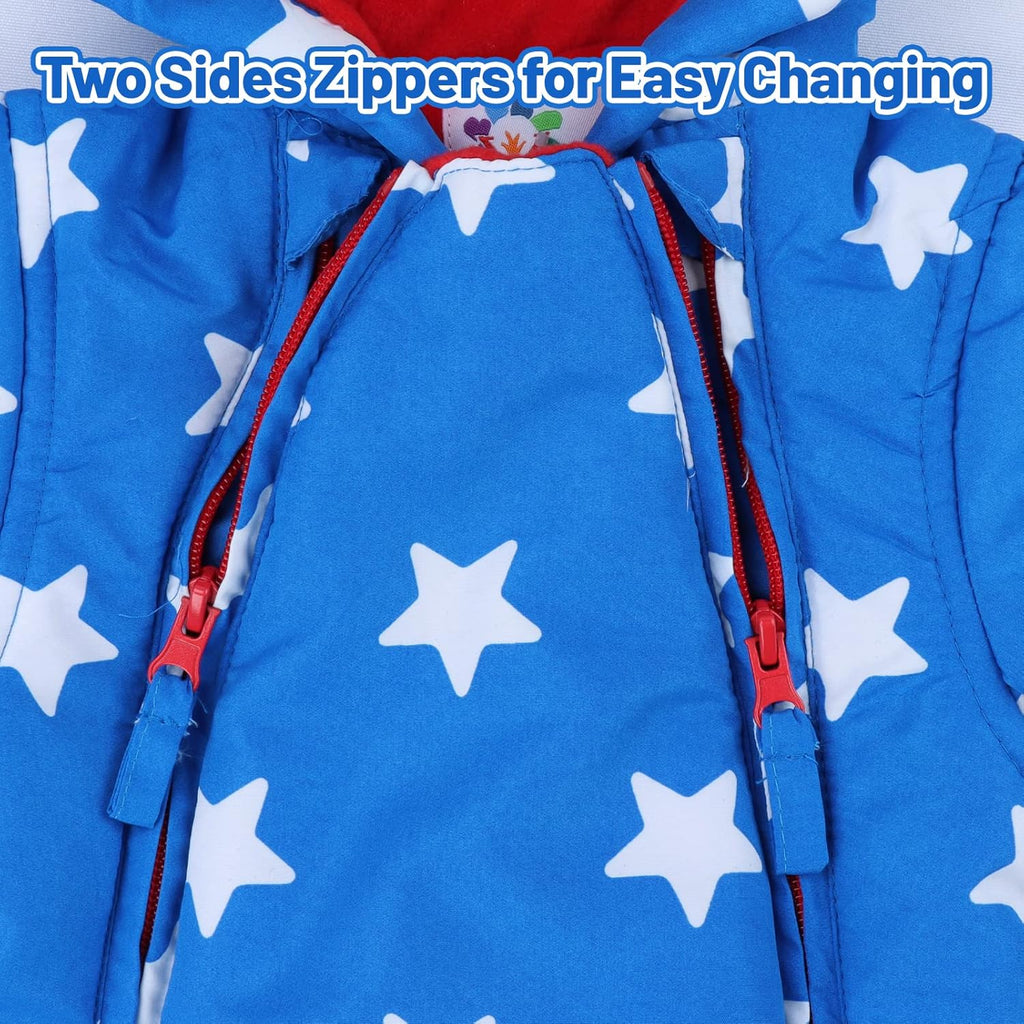 Baby Winter Overall Mit Kapuze Schneeanzüge mit Handschuhen und Füßlinge Mädchen Jungen Warm Kleidungsset