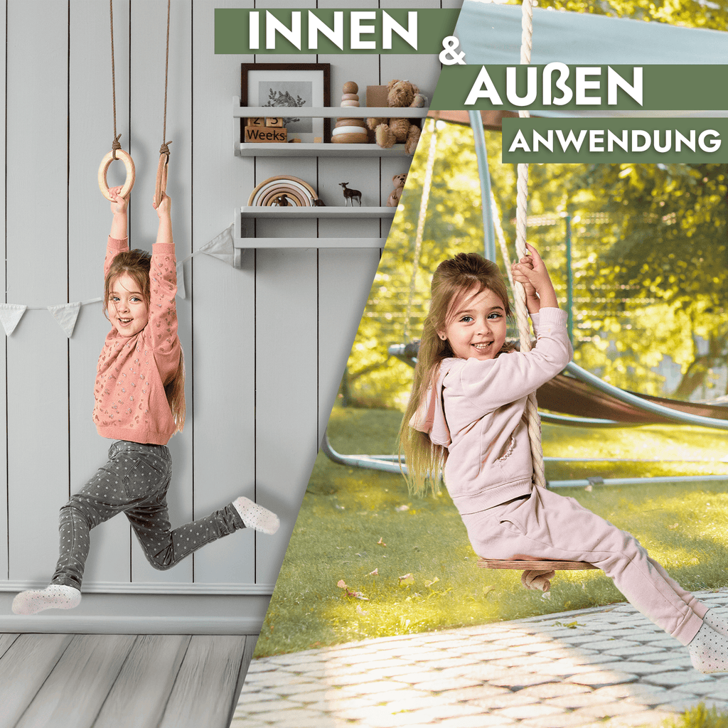 Set aus drei Schaukeln: Scheibe + Ringe + Strickleiter