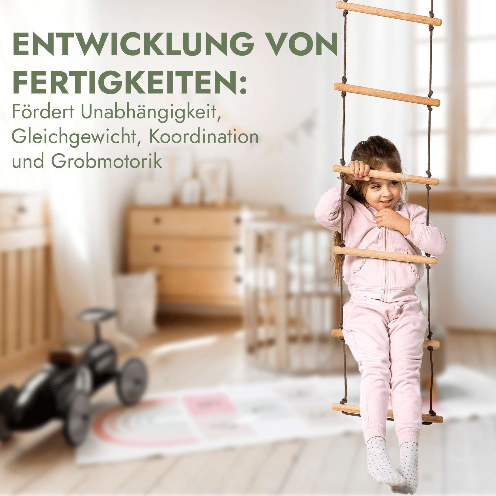 Set aus drei Schaukeln: Scheibe + Ringe + Strickleiter