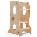 Stabiler Montessori Lernturm: Mitwachsender Kinderstuhl aus Holz – Beige